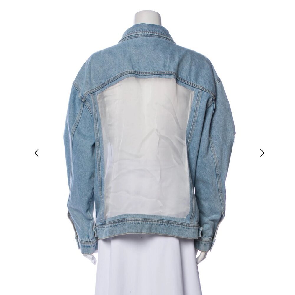 Au Jour Le Jour Sheer Panel Denim Jacket - Picture 2 of 7
